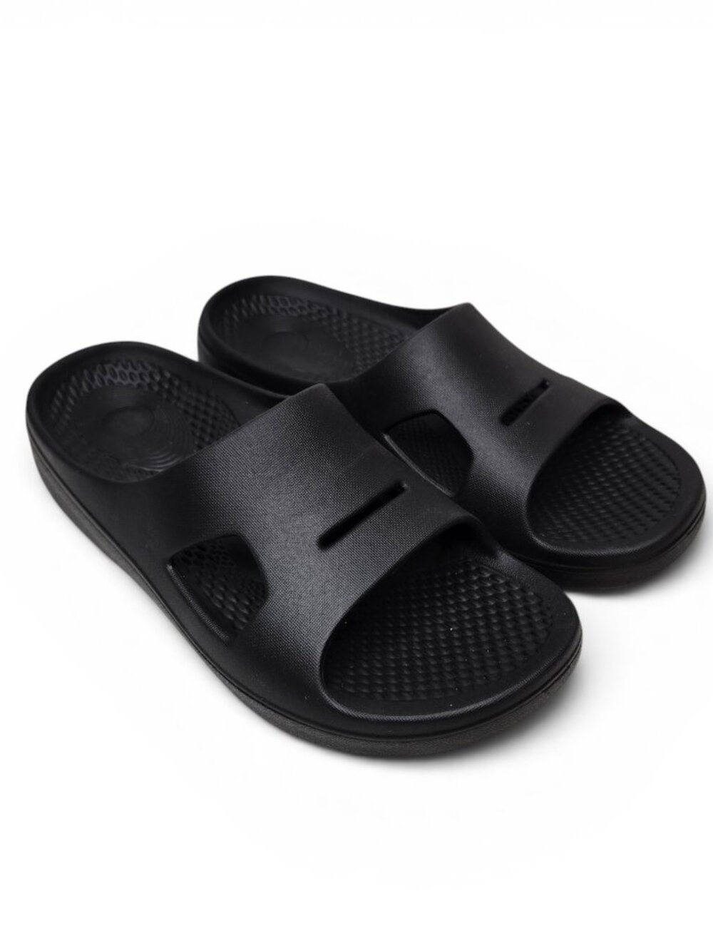 REVITALIGN Black Slide Sandals for Women